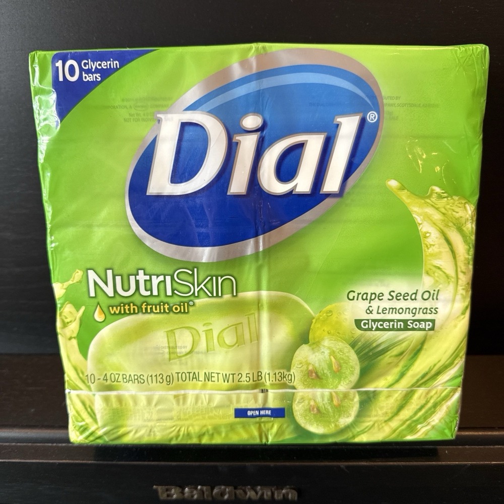 Dial Grape Seed Oil & Lemongrass Glycerin Bar Soap 8 Pack of 4oz Bars New Sealed